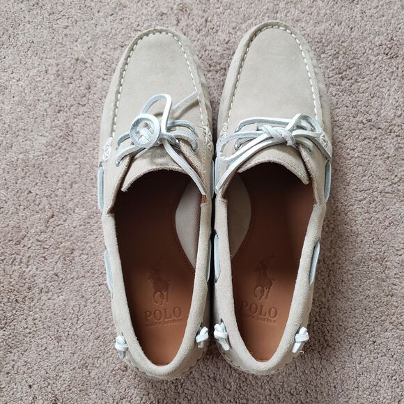 Polo Ralph Lauren Suede Merton Boat Shoe Size 9 Mens WORN ONCE Milkshake Brown main image 4